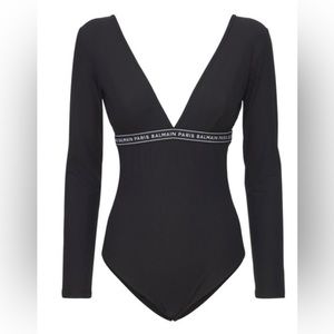 Balmain
Logo Band Jersey Bodysuit. Heather Grey Color. Size 38